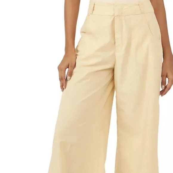 Free People Menorca Cropped Wide Leg Pants  Gosling Khaki Size 4 - Picture 3 of 13